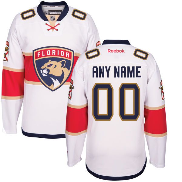 Men Florida Panthers Reebok White Away Premier Custom NHL Jersey->->Custom Jersey